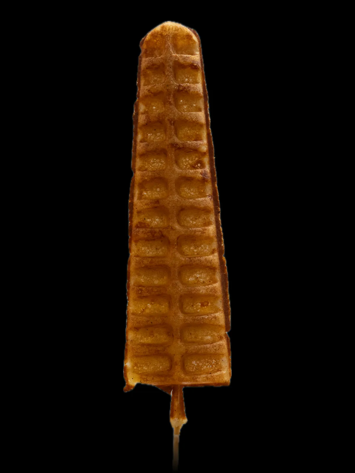 A plain ridged waffle on a stick